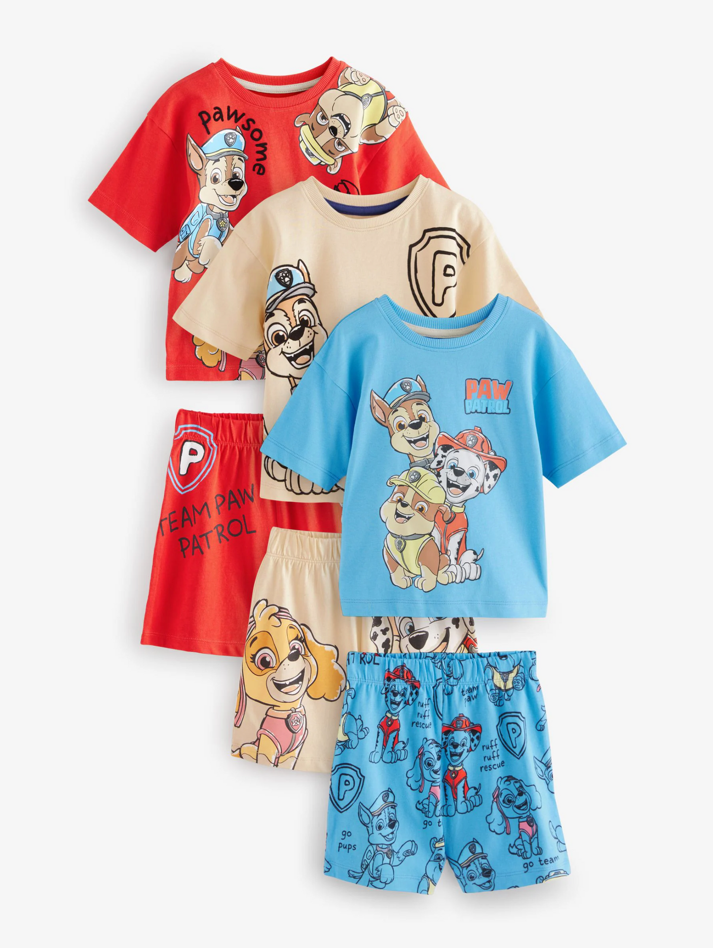 Next Pack of 3 Paw Patrol Short Pyjamas
